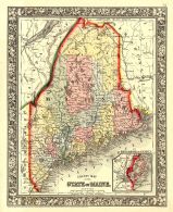 Maine State County Map 1860